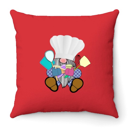 Chef Gnome cooking baking kitchen utensils fairy Throw Pillows