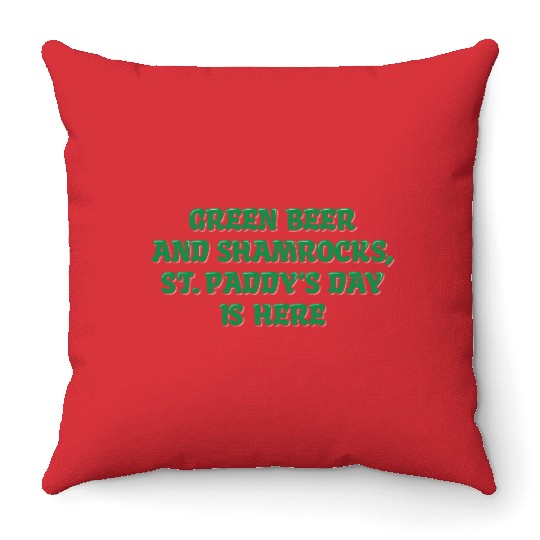Green Beer And Shamrocks Throw Pillows