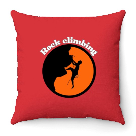 Rock climbing design Throw Pillows