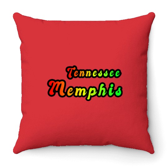 Memphis Tennessee rainbow design Throw Pillows