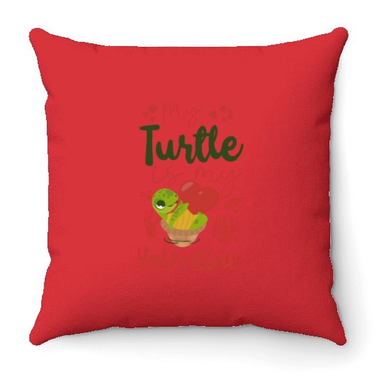 Sea Turtle Tortoise Valentines Day Throw Pillows