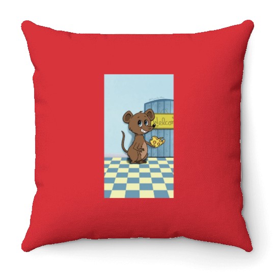 Cheesy Heart Mouse Throw Pillows