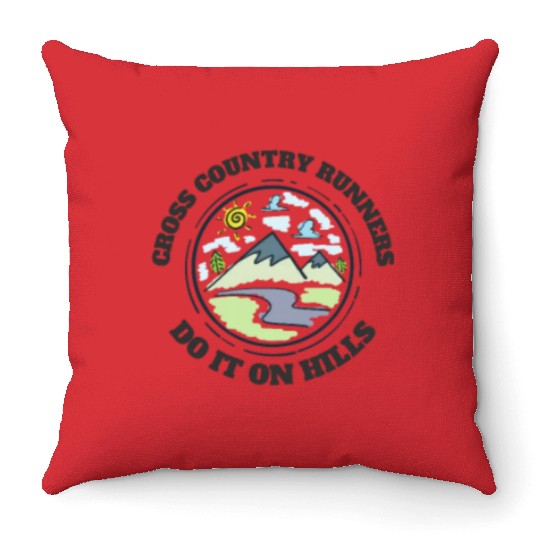 Cross Country Run Throw Pillows, XC Hills Repeats, Unise