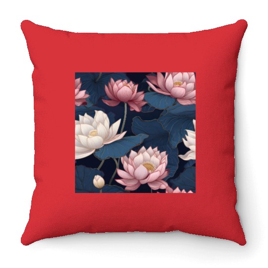 Serenity Blooms: Timeless Lotus Pattern Throw Pillows