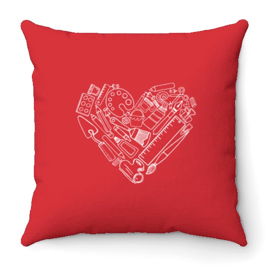 Art Teacher Heart Shape Teacher Apparel Throw Pillows Gift