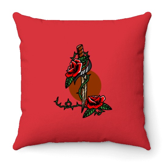Twilight Dagger Flower Throw Pillows