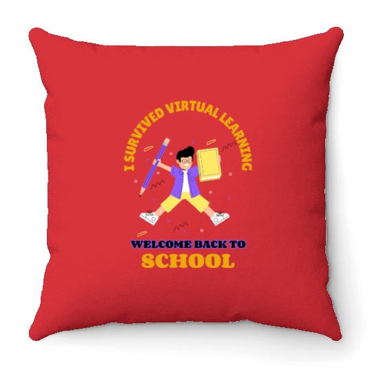 I Survived Virtual Learning Welcome Back To School Throw Pillows