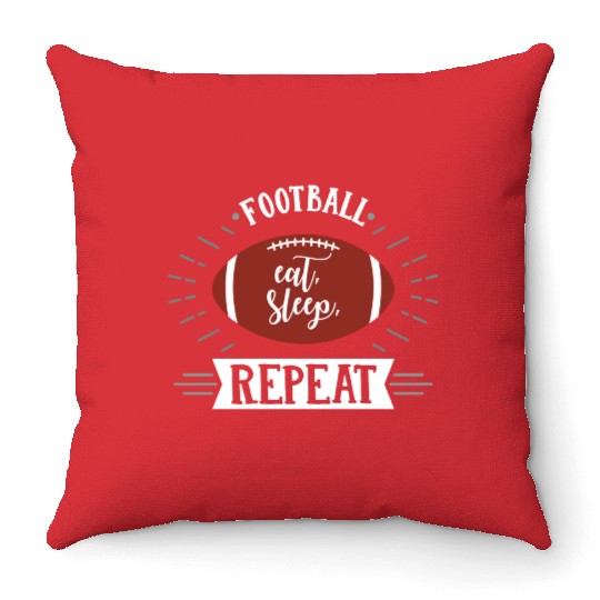 Football Eat Sleep Repeat Sports Babe Game Day Mom Throw Pillows