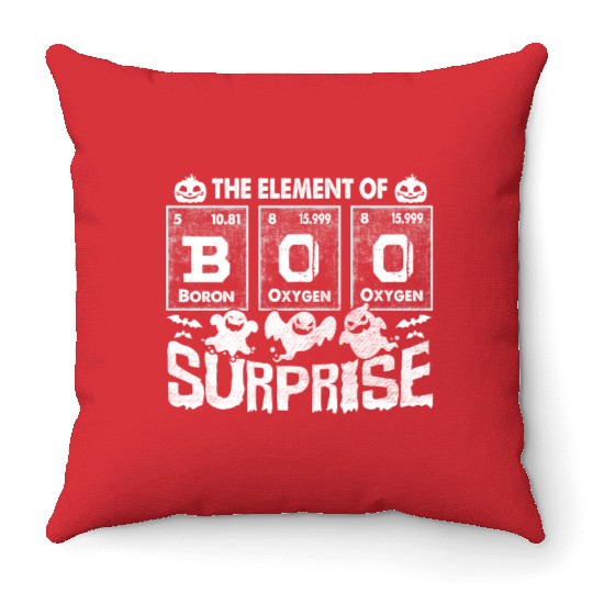 Halloween T Funny Boo The Element Of Surprise Throw Pillows