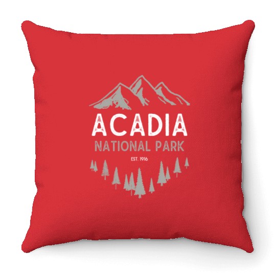 Acadia National Park Est 1916 Maine Throw Pillows