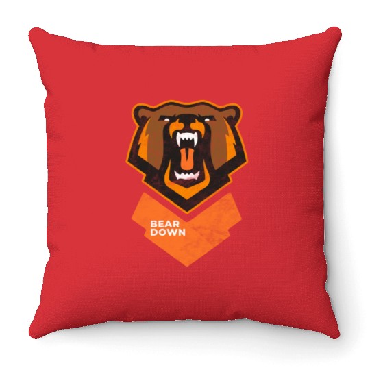 Fierce Modern Bear Down Party Tailgate Sunday Throw Pillows