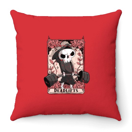 DEADLIFTS Tarot Card - Fitness Throw Pillows