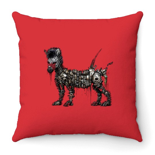Punk Zebra with a lot of spikes Throw Pillows