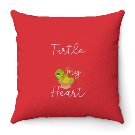 Sea Turtle Tortoise Valentines Day Throw Pillows