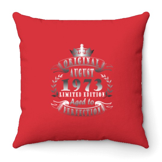 august 1973 Anniversary august 1973 august Throw Pillows