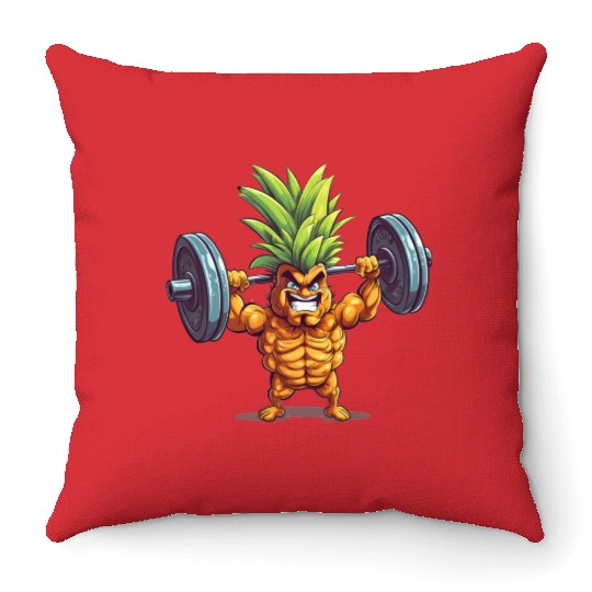 Pineapple with dumbbell Throw Pillows