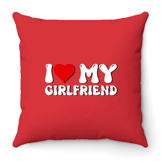 Groovy I Love My Girlfriend Throw Pillows