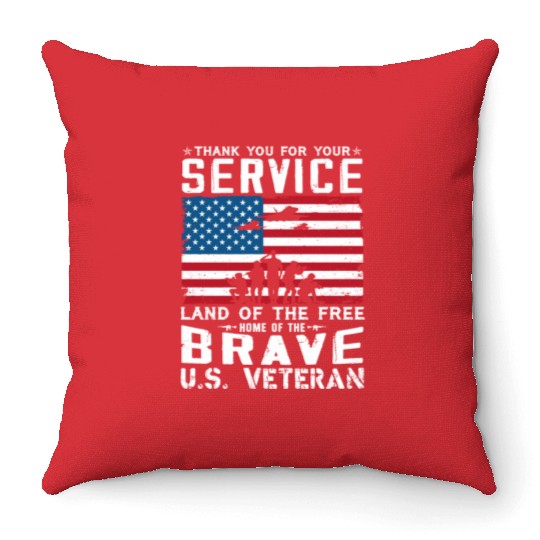 US Army Veteran Land Of The Free Throw Pillows