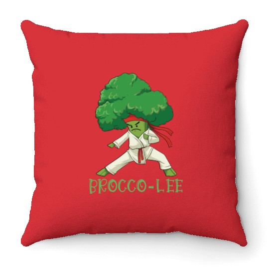 Broccoli Martial Arts Karate MMA Boxing Kicks Throw Pillows