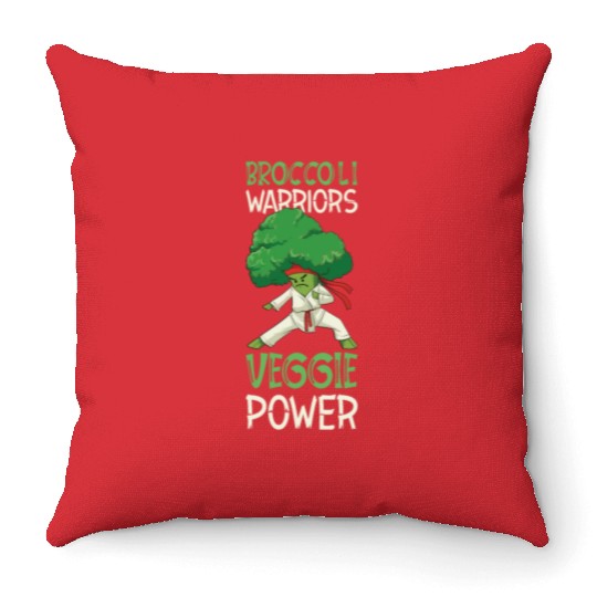 Broccoli Martial Arts Karate MMA Boxing Kicks Throw Pillows