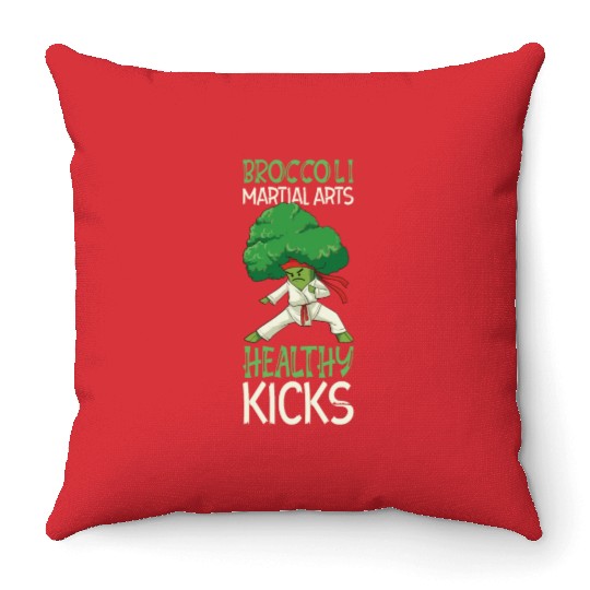 Broccoli Martial Arts Karate MMA Boxing Kicks Throw Pillows
