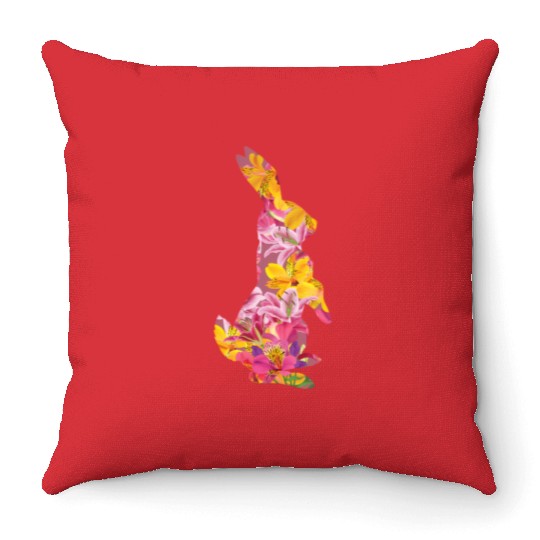 Happy Easter Rabbit Bunny Ears Eggs Hunter Throw Pillows