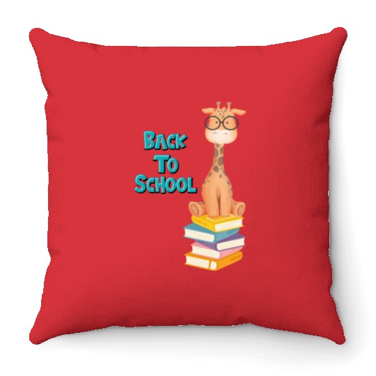 Back To School Giraffe Throw Pillows