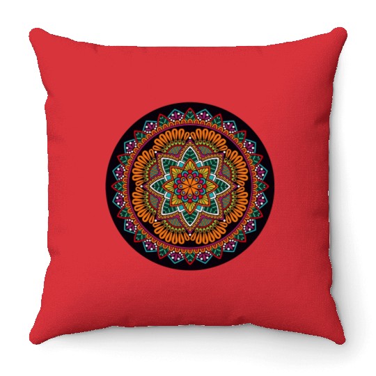 Colorful Mandala Pattern Modern 7 Throw Pillows