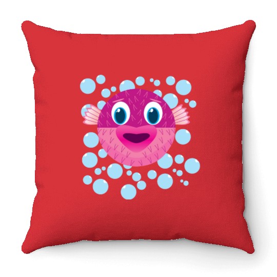 Cute Puffer Fish Throw Pillows