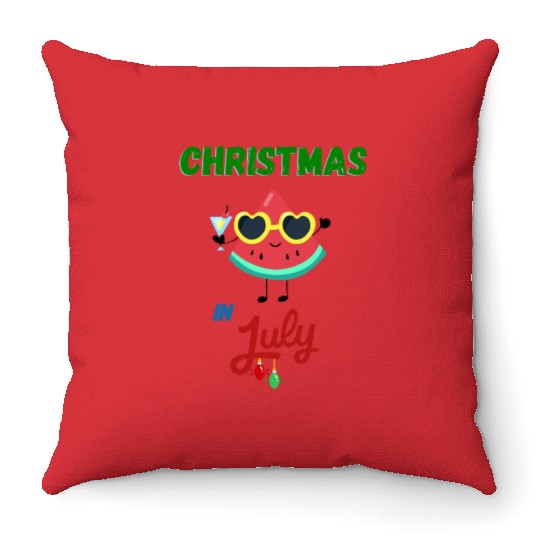 christmas in july cute watermelon Throw Pillows for summer