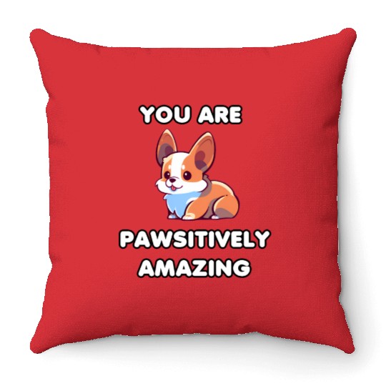 Motivational Corgi Positivity Throw Pillows