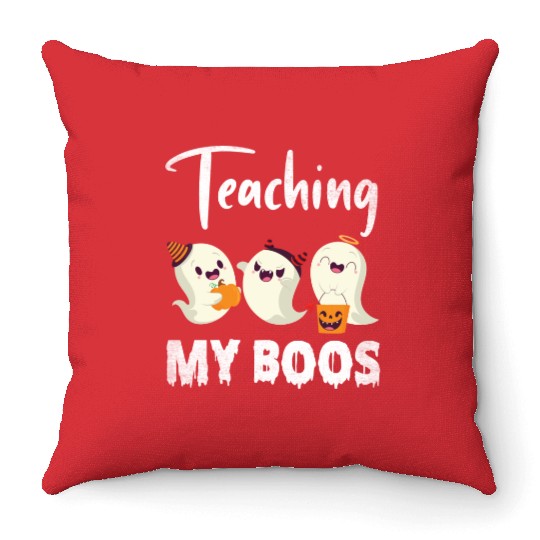 Ghosts Candy Corns Pumpkin Light Halloween Throw Pillows