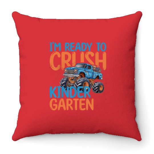 Back to School Boys First Day of Kindergarten Throw Pillows