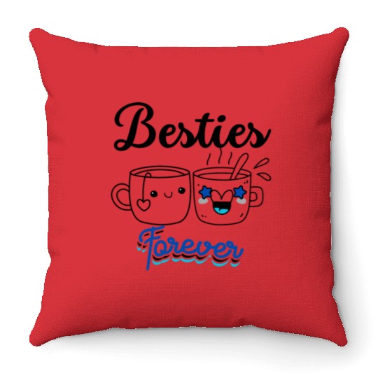 Besties , Friendship Day Gift, Tea Lover Friends Throw Pillows