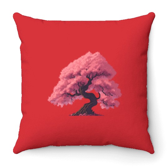 Sakura Tree in full bloom Throw Pillows