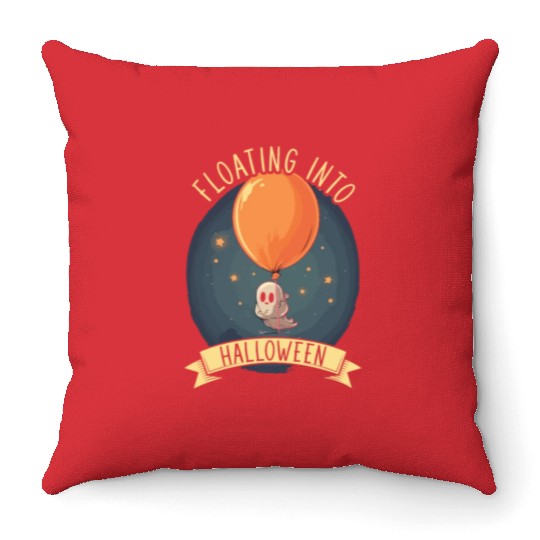 Balloon Halloween Trick Or Treat Spooky Boo Ghost Throw Pillows