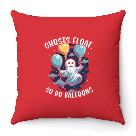 Balloon Halloween Trick Or Treat Spooky Boo Ghost Throw Pillows