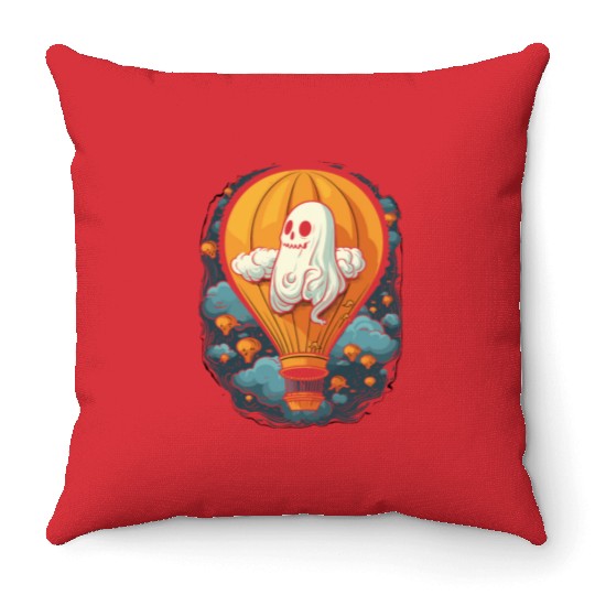 Balloon Halloween Trick Or Treat Spooky Boo Ghost Throw Pillows