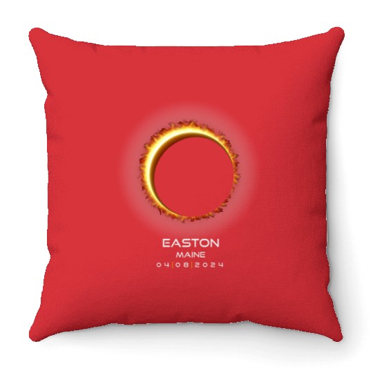 2024 Easton Maine Eclipse Memento Souvenir April Throw Pillows