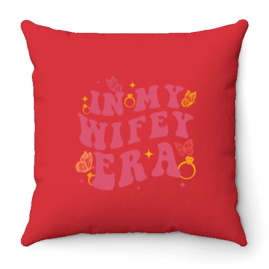 In my Wifey-era in my engagement era Bride-to-be Throw Pillows