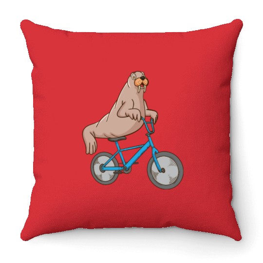 Harp Seal Lover Ocean Bicycle Riding Sea Lion Seal Throw Pillows
