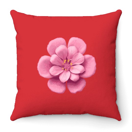 Pink Sakura flower Throw Pillows