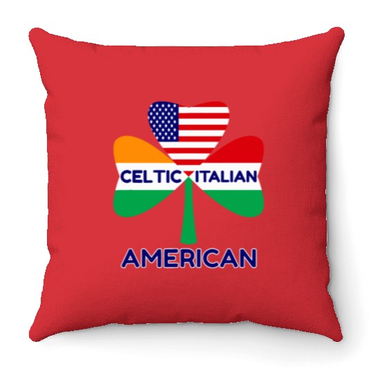 Irish Italian American Flag And Celtic Shamrock Pr Throw Pillows