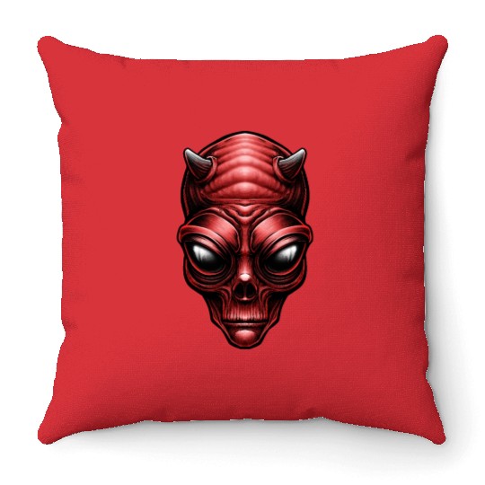 Alien Red Devil Throw Pillows