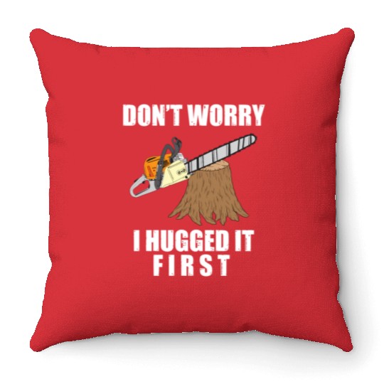 Lumberjack Chainsaw Logging Arborist Throw Pillows