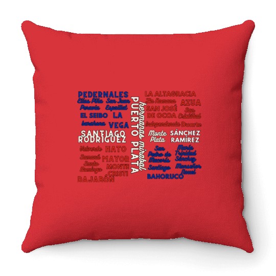 Dominican Cities: Provincias Dominican Republic Throw Pillows