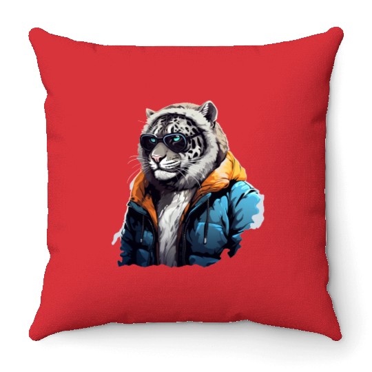 Street Style Snow Leopard | Leopard Lovers Throw Pillows