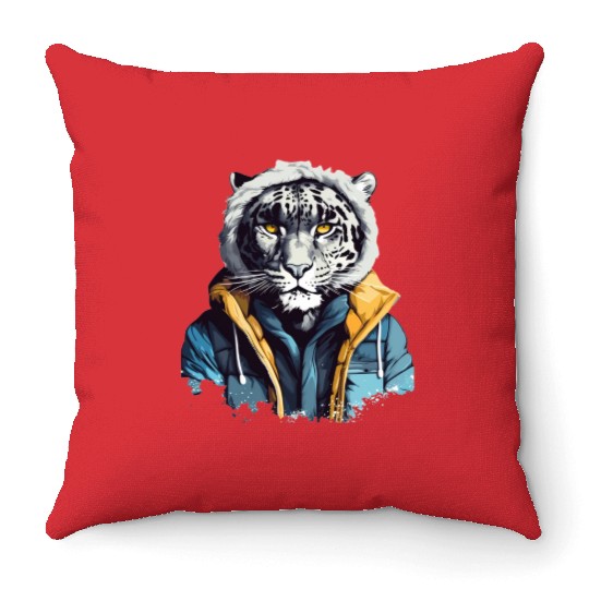 Street Style Snow Leopard | Leopard Lovers Throw Pillows