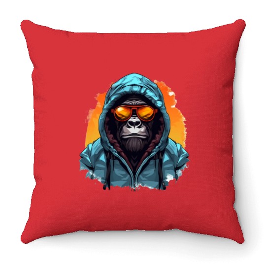 Street Style Mountain Gorilla | Gorilla Lovers Throw Pillows