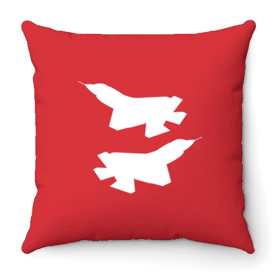 F35 silhouette Throw Pillows